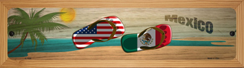 SMART BLONDE Mexico Flag and US Flag Flip Flop Novelty Wood Mounted Small Metal Street Sign WB-K-1526