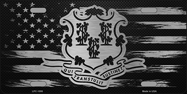LPC-1099 6 x 12 in. Connecticut Carbon Fiber Brushed Aluminum Novelty Metal License Plate