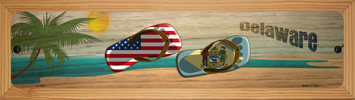 SMART BLONDE Delaware Flag and US Flag Novelty Wood Mounted Small Metal Street Sign WB-K-1481