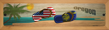 SMART BLONDE Oregon Flag and US Flag Novelty Wood Mounted Small Metal Street Sign WB-K-1510