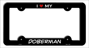 LPF-238 6 x 12 in. Doberman Novelty Metal License Plate Frame