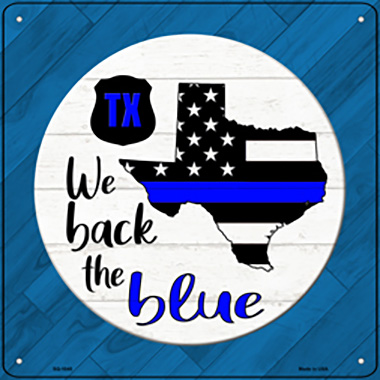 SQ-1045 12 in. Texas Back Novelty Metal Square Sign, Blue
