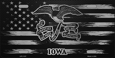 LPC-1107 6 x 12 in. Iowa Carbon Fiber Brushed Aluminum Novelty Metal License Plate
