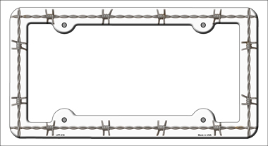 LPF-018 6 x 12 in. Barbed Wire Novelty Metal License Plate Frame