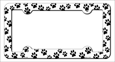 Dog Paws Metal License Plate Frame - 6 x 12 in. - Lightweight & Durable