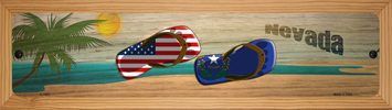 SMART BLONDE Nevada Flag and US Flag Novelty Wood Mounted Small Metal Street Sign WB-K-1501