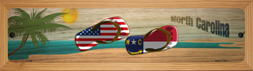 SMART BLONDE North Carolina Flag and US Flag Novelty Wood Mounted Small Metal Street Sign WB-K-1506