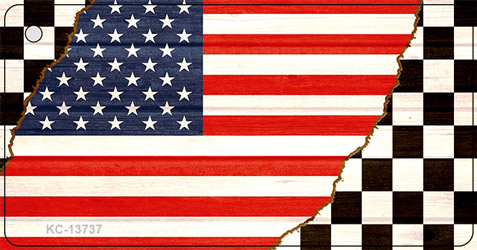KC-13737 1.5 x 3 in. USA Racing Flag Novelty Metal Key Chain