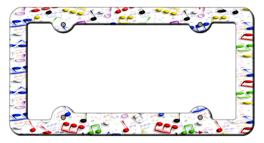 LPF-028 6 x 12 in. Music Notes Novelty Metal License Plate Frame