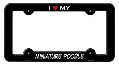 LPF-213 6 x 12 in. Miniature Poodle Novelty Metal License Plate Frame