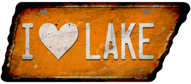 TN-174 5.5 x 12 in. I Love Lake Novelty Rusty Effect Metal Tennessee License Plate Tag