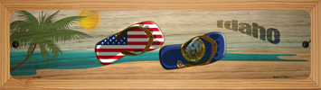 SMART BLONDE Idaho Flag and US Flag Novelty Wood Mounted Small Metal Street Sign WB-K-1485