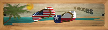 SMART BLONDE Texas Flag and US Flag Novelty Wood Mounted Small Metal Street Sign WB-K-1516