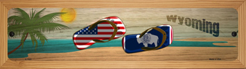 SMART BLONDE Wyoming Flag and US Flag Novelty Wood Mounted Small Metal Street Sign WB-K-1523