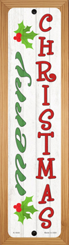 SMART BLONDE Merry Christmas Mistletoe Novelty Wood Mounted Small Metal Street Sign WB-K-1643
