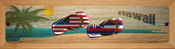 SMART BLONDE Hawaii Flag and US Flag Novelty Wood Mounted Small Metal Street Sign WB-K-1484