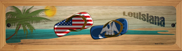 SMART BLONDE Louisiana Flag and US Flag Novelty Wood Mounted Small Metal Street Sign WB-K-1491