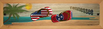 SMART BLONDE Tennessee Flag and US Flag Novelty Wood Mounted Small Metal Street Sign WB-K-1515