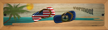 SMART BLONDE Vermont Flag and US Flag Novelty Wood Mounted Small Metal Street Sign WB-K-1518