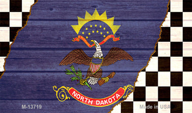 M-13719 3.5 x 2 in. North Dakota Racing Flag Novelty Metal Magnet -  Smart Blonde