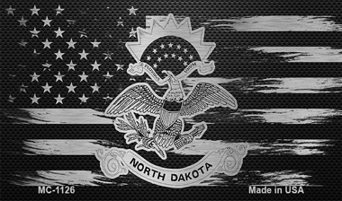 MC-1126 3.5 x 2 in. North Dakota Carbon Fiber Brushed Aluminum Novelty Metal Magnet -  Smart Blonde