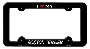 LPF-198 6 x 12 in. Boston Terrier Novelty Metal License Plate Frame