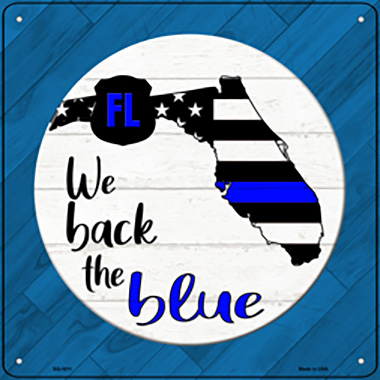SQ-1011 12 in. Florida Back Novelty Metal Square Sign, Blue