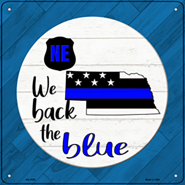 SQ-1029 12 in. Nebraska Back Novelty Metal Square Sign, Blue