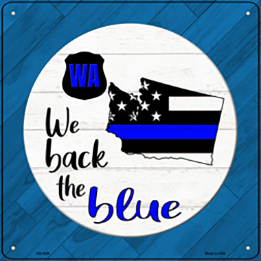 SQ-1049 12 in. Washington Back Novelty Metal Square Sign, Blue