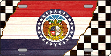 Picture of Smart Blonde LP-13710 6 x 12 in. Missouri Racing Flag Novelty Metal License Plate Tag