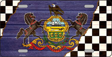 6 x 12 in. Pennsylvania Racing Flag Novelty Metal License Plate Tag