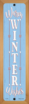 SMART BLONDE Warm Winter Wishes Blue Novelty Wood Mounted Small Metal Street Sign WB-K-1673