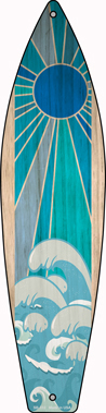 Surfboard Sign - Blue - 17 x 4.5 in. - Weather Resistant Aluminum