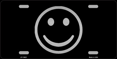 6 x 12 in. Smiley Novelty Metal License Plate Tag, Black