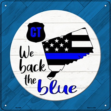 SQ-1009 12 in. Connecticut Back Novelty Metal Square Sign, Blue