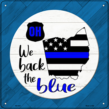 SQ-1037 12 in. Ohio Back Novelty Metal Square Sign, Blue