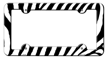 LPF-032 6 x 12 in. White Zebra Novelty Metal License Plate Frame, Black -  Smart Blonde