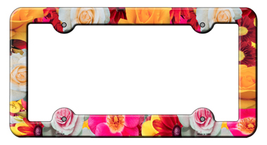 6 x 12 in. Flowers Novelty Metal License Plate Frame