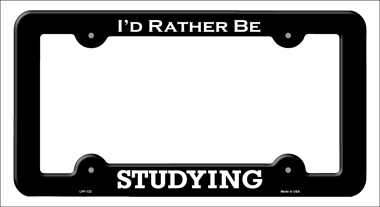 LPF-122 6 x 12 in. Studying Novelty Metal License Plate Frame
