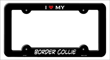 LPF-227 6 x 12 in. Border Collie Novelty Metal License Plate Frame