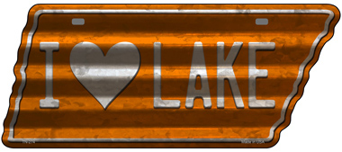 TN-274 5.5 x 12 in. I Love Lake Novelty Corrugated Effect Metal Tennessee License Plate Tag