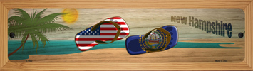 SMART BLONDE Hew Hampshire Flag and US Flag Novelty Wood Mounted Small Metal Street Sign WB-K-1502