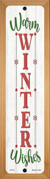 SMART BLONDE Warm Winter Wishes White Novelty Wood Mounted Small Metal Street Sign WB-K-1672