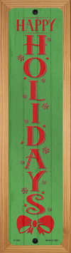 SMART BLONDE Happy Holidays Green Novelty Wood Mounted Small Metal Street Sign WB-K-1683