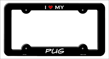LPF-218 6 x 12 in. Pug Novelty Metal License Plate Frame