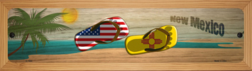 SMART BLONDE New Mexico Flag and US Flag Novelty Wood Mounted Small Metal Street Sign WB-K-1504