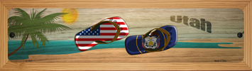 SMART BLONDE Utah Flag and US Flag Novelty Wood Mounted Small Metal Street Sign WB-K-1517