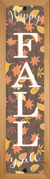 SMART BLONDE Happy Fall Yall Leaves Novelty Wood Mounted Small Metal Street Sign WB-K-1641
