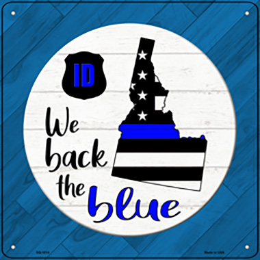 SQ-1014 12 in. Idaho Back Novelty Metal Square Sign, Blue