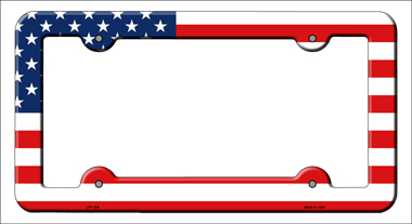 LPF-036 6 x 12 in. American Flag Novelty Metal License Plate Frame